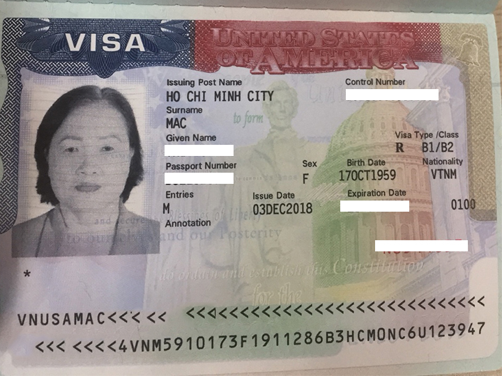 Khách hàng của Vietmytravel đậu Visa Mỹ với Passport trắng.
